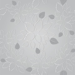 Wall Mural - Seamless silver leaves lace wallpaper pattern