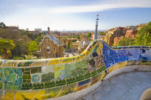 Obraz na płótnie canvas dwuczęściowy "dyptyk" Gaudì's parc guell w barcelonie