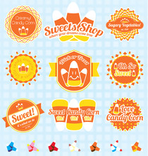 Vector Set: Candy Corn Labels And Icons