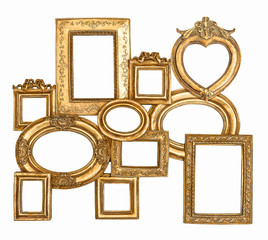 Wall Mural - antique golden framework isolated on white