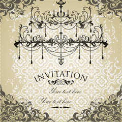 Vintage invitation on grungy paper for design