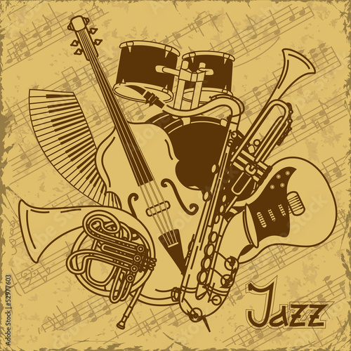 Plakat na zamówienie Background with musical instruments
