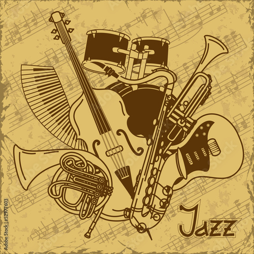 Naklejka na szafę Background with musical instruments
