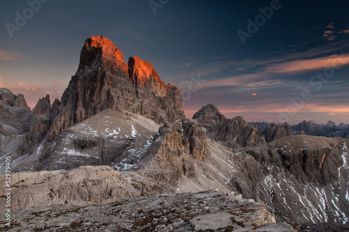 Last sun rays on the dolomites peak фототапет