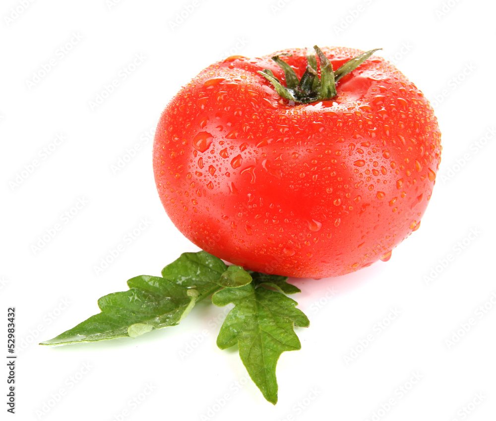 Ripe tomato isolated on white.