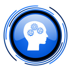 Aufkleber - head circle blue glossy icon