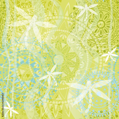 Plakat na zamówienie Beautiful texture with ornament and dragonfly
