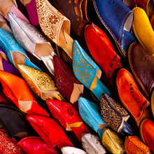 Morocco Crafts: Colorful Leather Shoes.