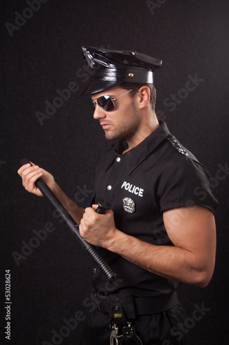 Fotoboard na płycie Policjant w okularach przeciwsłonecznych