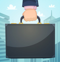 Briefcase In A Hand, Business Illustration