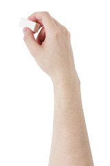 Wall Mural - adult man hand erasing something with eraser