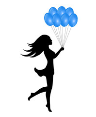 Wall Mural - female silhouette with balloons