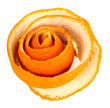 Decorative rose from dry orange peel isolated on white