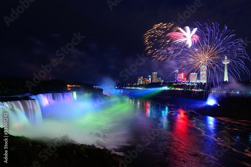 Tapeta ścienna Wodospad Niagara i fajerwerki