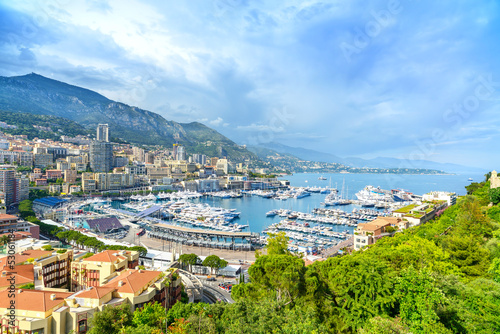 Naklejka samoprzylepna Monako montecarlo principality widok z lotu ptaka. 