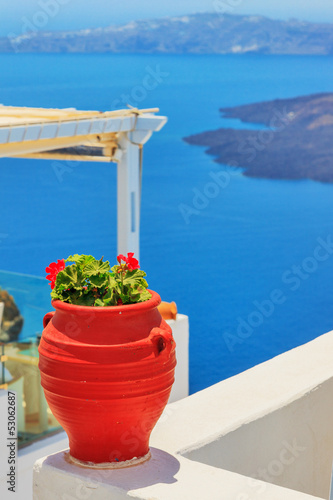 Board z aluminiowym obramowaniem Grecja santorini wyspa w Cykladach, tradycyjne zabytki o szczegóły