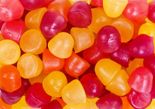 Closeup Of Fruit Candy Gummies In Different Colors
