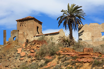 old village destroyed in ruins and abandoned by the bombs of war