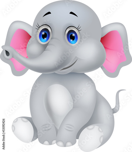 Naklejka ścienna Cute baby elephant cartoon