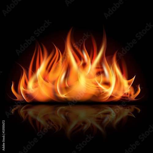Fire on dark background. Poster Mural XXL