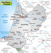  Karte der Region Aquitanien in Frankreich