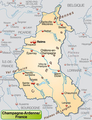  Karte von Champagne-Ardenne mit Umland