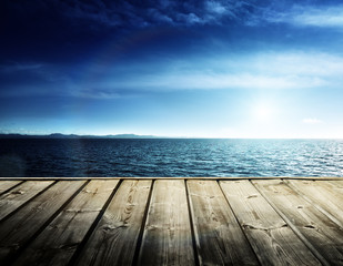 Caribbean sea and wooden platform