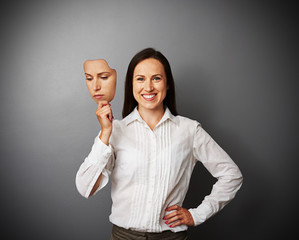 Canvas Print - woman holding quiet mask