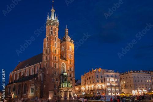 Board z aluminiowym obramowaniem Główny rynek w Krakowie z ul. 