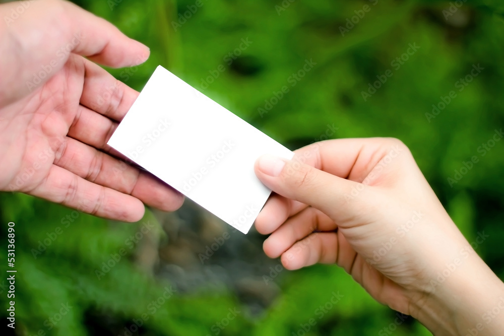 blank white card in hand