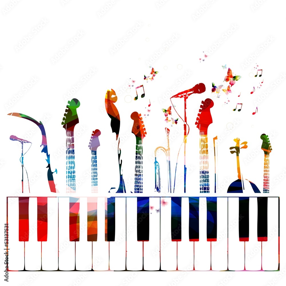 colorful music instruments background Wall Mural WallsHeaven abstract