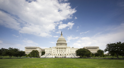 United States Capitol Building in Washington DC with American 