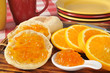 Orange marmalade on an English muffin