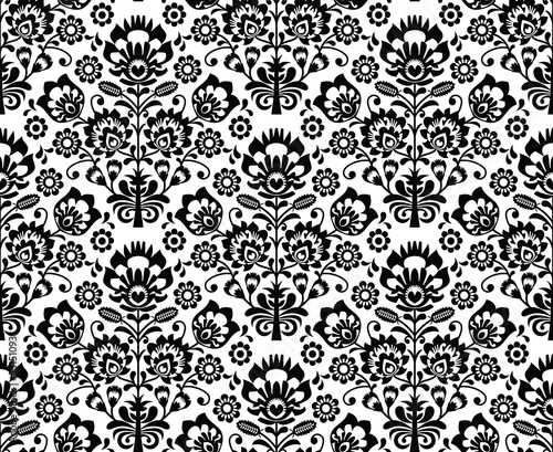 Naklejka na szybę Seamless floral polish pattern - ethnic background