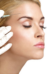 beauty woman close up injecting cosmetic treatment