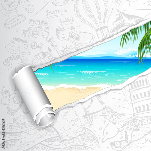 Fototapeta na wymiar Travel Background for Sea Beach