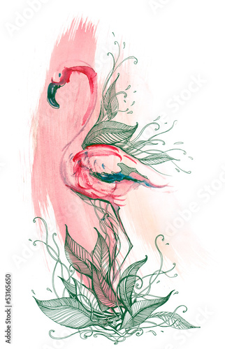 Naklejka na kafelki flamingo