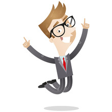 Businessman, Jumping, Happy, Successful, Smiling