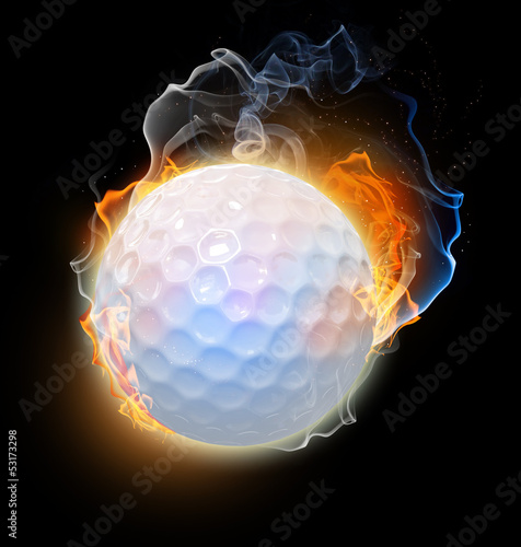 Obraz na płótnie canvas czteroczęściowy "tetraptyk" Piłeczka golfowa w ogniu. 