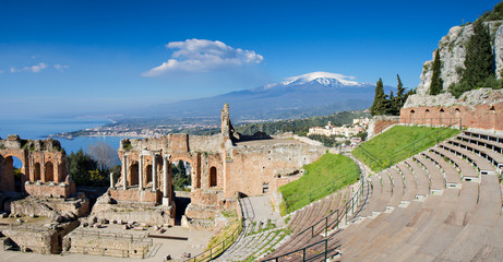 Fototapete - Ruins of the Greek Theater, Taormina