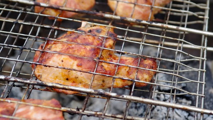 Sticker - Sirloin steak prepared on the barbecue grill.  Shallow depth-of-