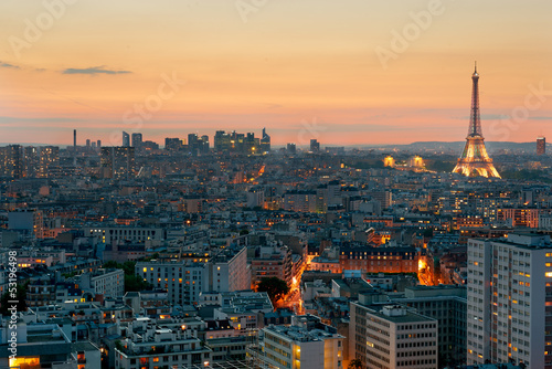 Naklejka na drzwi Tour Eiffel & La Défense, Paris