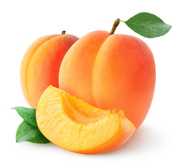 Aufkleber - Isolated apricots. Two fresh apricot fruits isolated on white background