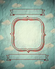 Poster - Vintage crumpled frame with clouds