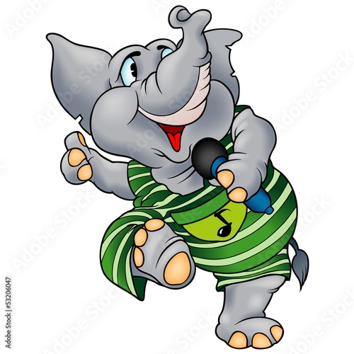 Obraz w ramie Elephant with Microphone