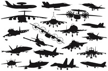 Military Aircraft Silhouettes Collection. EPS 8