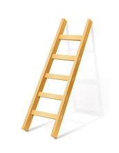 Wooden Step Ladder Vector Illustration Isolated On White
