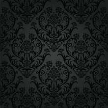 Luxury Black Charcoal Floral Wallpaper Pattern
