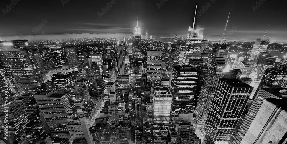 Nowy Jork nocą czarno biały - obrazy, fototapety, plakaty 
