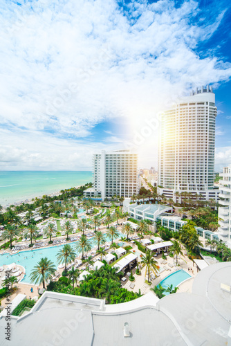 Plakat na papierze fotorealistycznym Miami plaża widok z góry